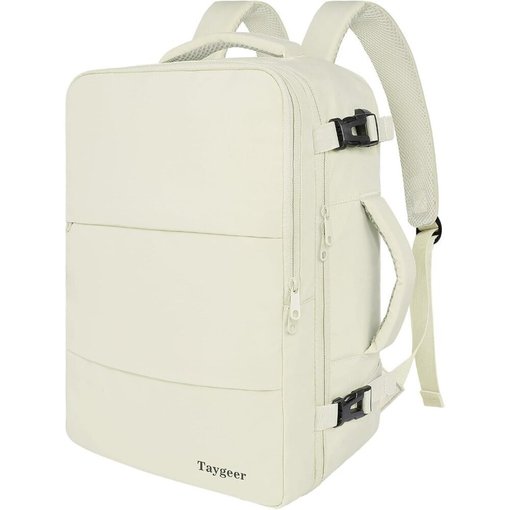 Travel Cream beige Backpack for Women Carry On Laptop Bag USB Port TSA Pouch